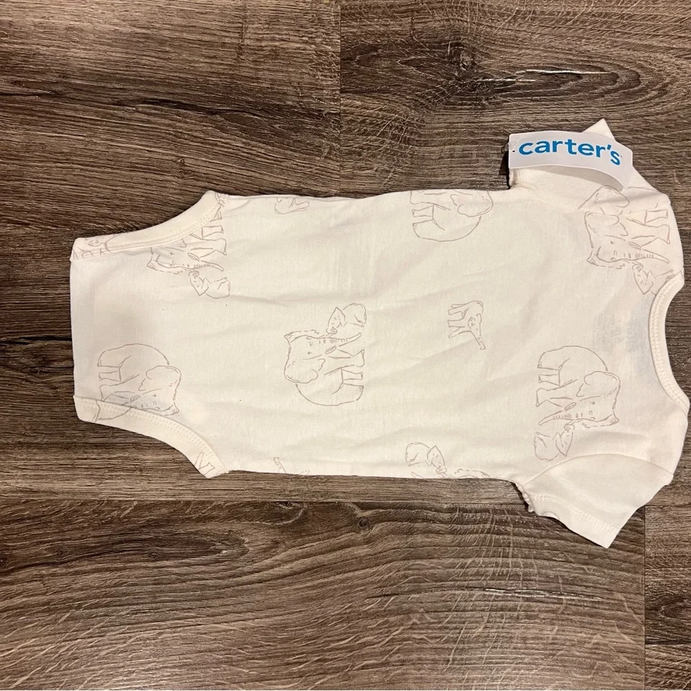 Carter's Cream Elephant‎ Print Bodysuit